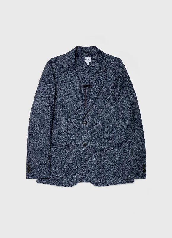 Instant Savings Men's Textured Wool Blazer in Blue Melange