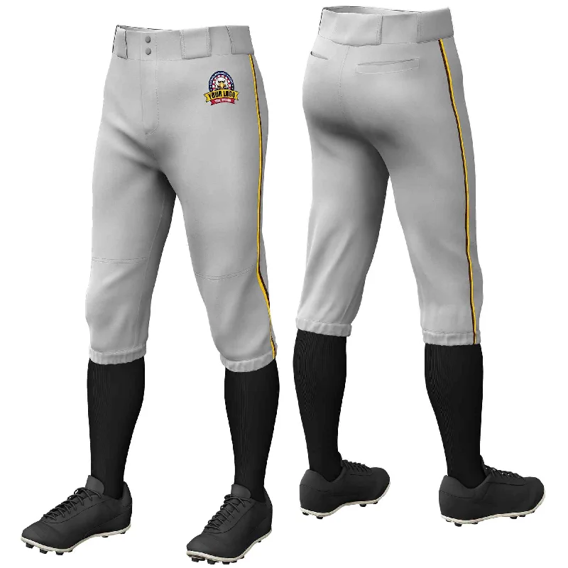 Flash Deal Custom Gray Gold-Brown Classic Fit Stretch Practice Knickers Baseball Pants Flash Deal Custom Gray Gold-Brown Classic Fit Stretch Practice Knickers Baseball Pants
