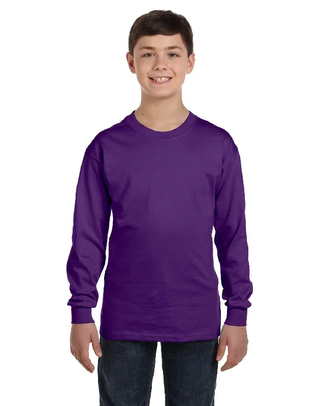 YEAR-End Sale Gildan Youth Heavy Cotton Long Sleeve T-Shirt | Purple