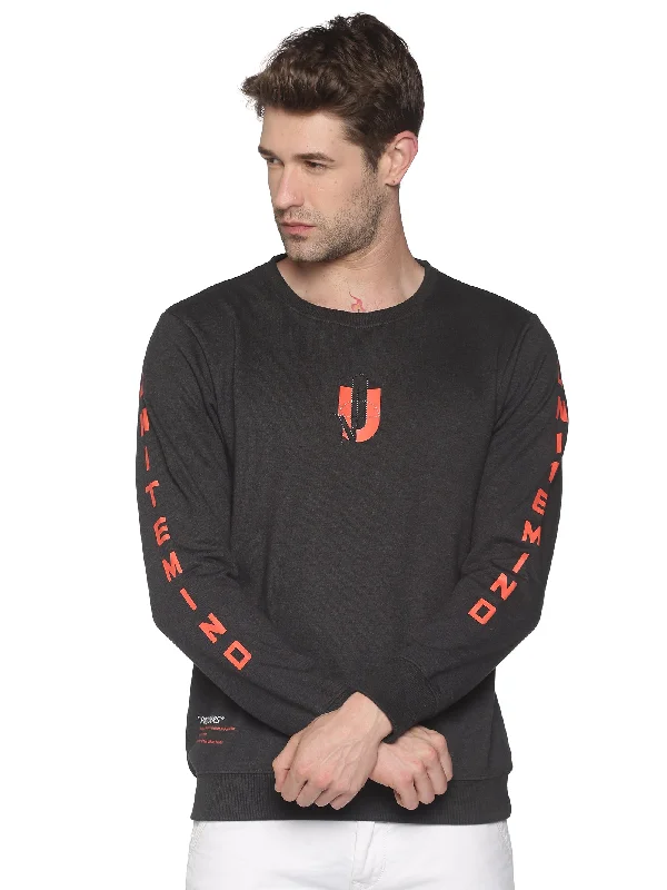 Weekend Specials to Enjoy Men Printed Grey Sweatshirt