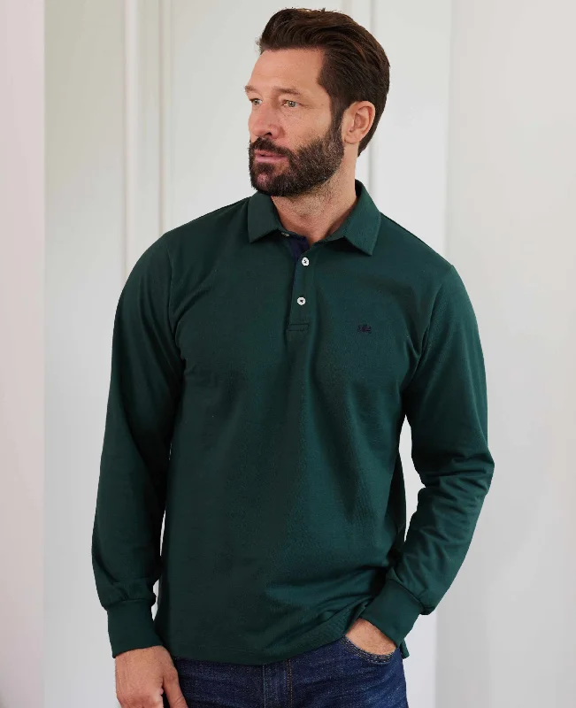 Weekend Discounts to Enjoy Dark Green Long Sleeve Polo Shirt