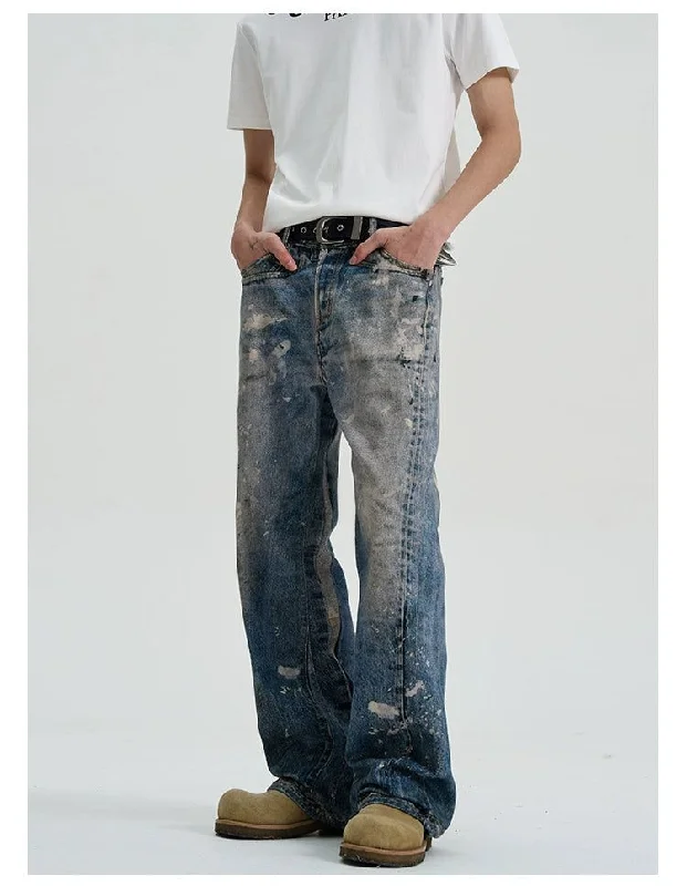 Early Bird Paint-Splash Flared Jeans