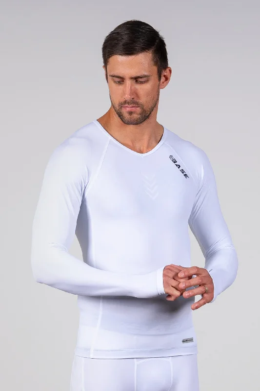 Online Specials BASE Men's Long Sleeve Compression Tee - White