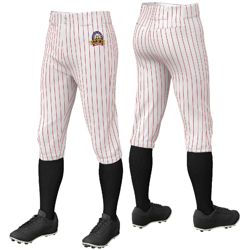 Weekend Bargains to Savor Custom White Red Pinstripe Fit Stretch Practice Knickers Baseball Pants Weekend Bargains to Savor Custom White Red Pinstripe Fit Stretch Practice Knickers Baseball Pants