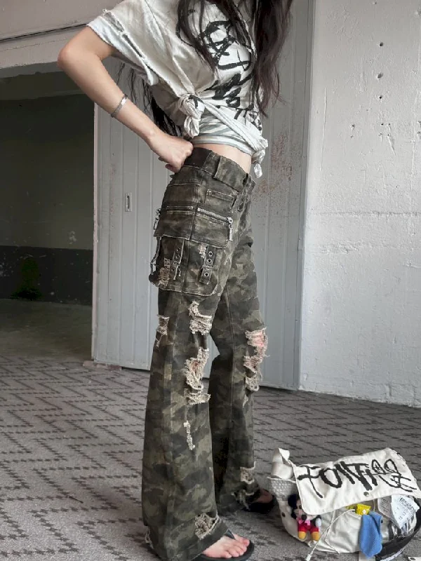 Weekend Discounts to Relish CAMOUFLAGE LOW WORK PANTS [S0000008504]