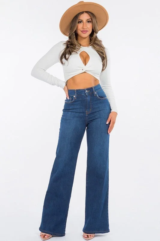 Overstock Clearance Wide Leg Jean in Dark Wash