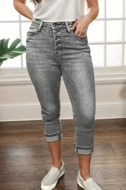 Weekend Shopping Made Better Dusty Charcoal - Judy Blue Capris