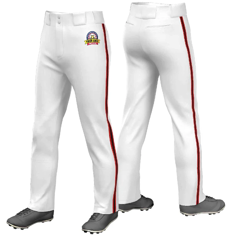 Weekend Specials to Indulge In Custom White Red Black-Red Classic Fit Stretch Practice Loose-fit Baseball Pants