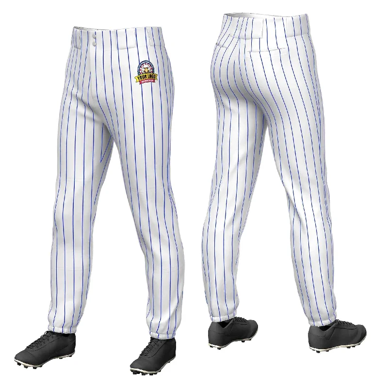 Sale Event Custom White Royal Pinstripe Fit Stretch Practice Pull-up Baseball Pants