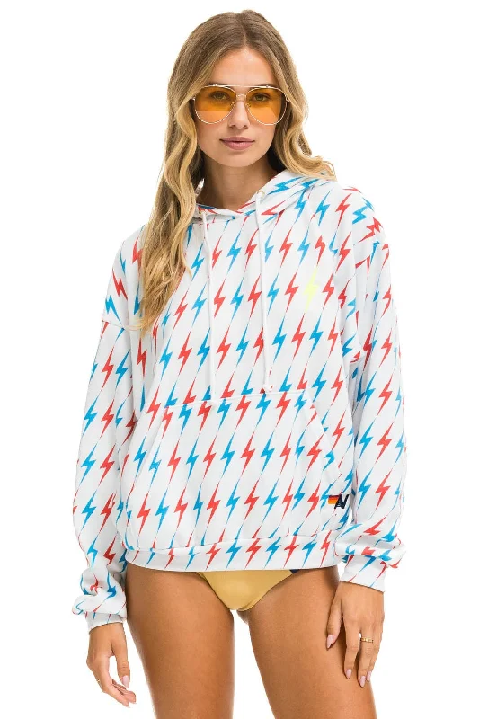Clearance Items AVIATOR BOLT W/ BOLT EMBROIDERY RELAXED PULLOVER HOODIE - WHITE // USA