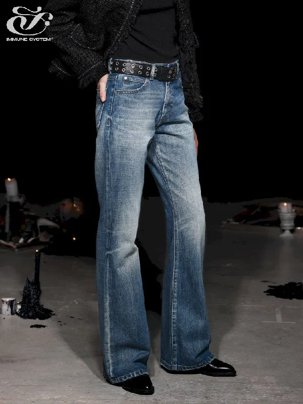 Savings Galore Washed and Worn Legs Old Blue Jeans【s0000005483】