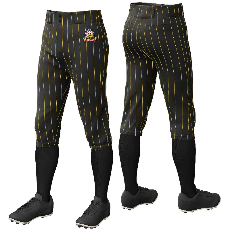 Shop and Save Custom Black Gold Pinstripe Fit Stretch Practice Knickers Baseball Pants Shop and Save Custom Black Gold Pinstripe Fit Stretch Practice Knickers Baseball Pants