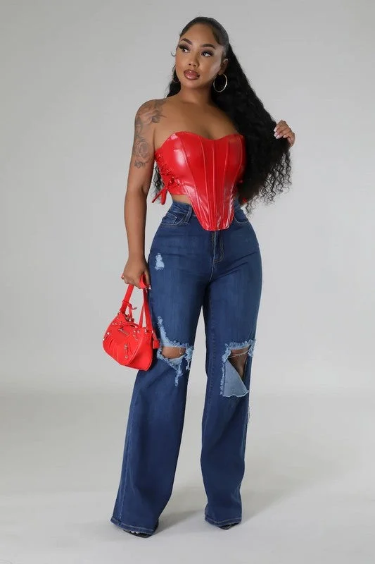 Last Chance Jade Wide Leg Jean in Dark Denim