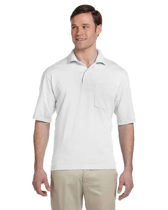 Midnight Madness Jerzees 50/50 Jersey Knit Polo W/Pocket | White