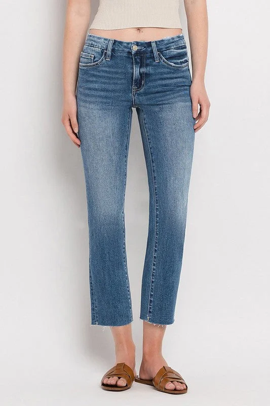 Limited Time Discount Mid Rise Crop Slim Straight Jeans