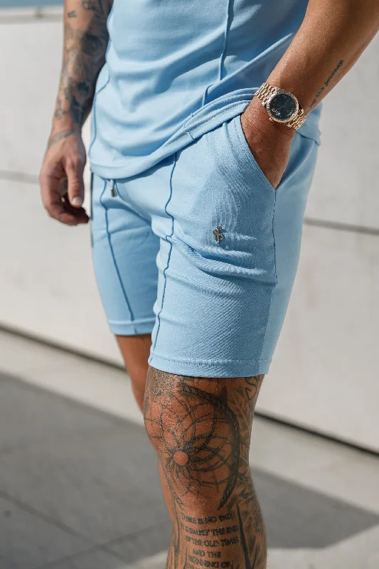 Today’s Special Father Sons Light Blue / Silver Elasticated Drawstring Pintuck Shorts - FSH1059