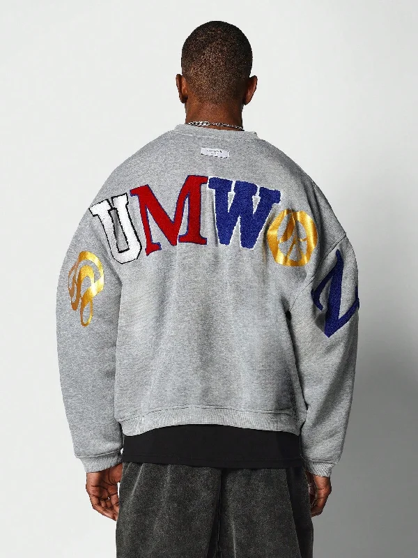 Quick Sale Oversized Crew Neck Sweatshirt With Front And Back Embroidery