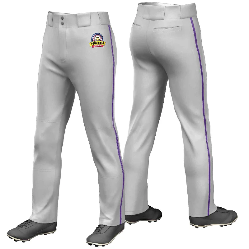 Price Smash Custom Gray Purple Classic Fit Stretch Practice Loose-fit Baseball Pants