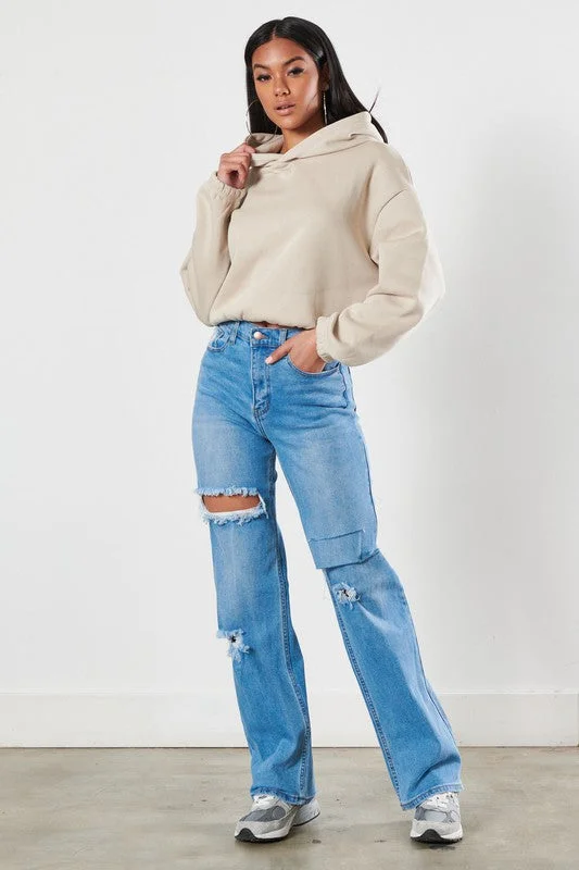 Price Slash Distressed Wide Leg Jeans