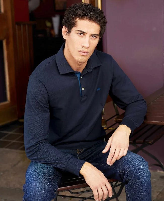 Weekend Savings Galore Navy Long Sleeve Polo Shirt