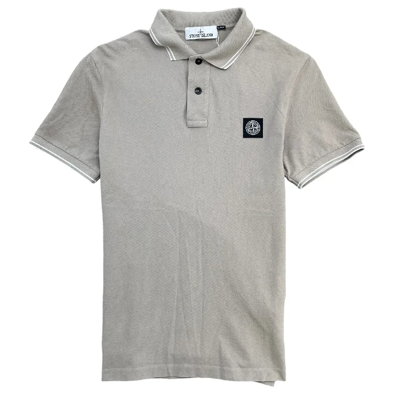 Best Deals Men's Embroidered Logo Polo Shirt Beige Size M