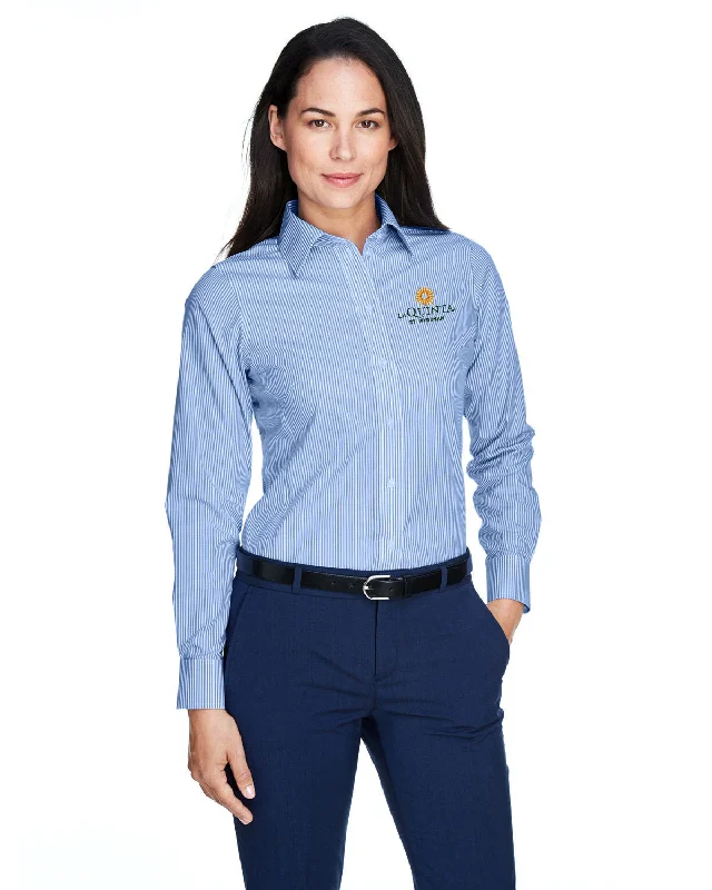 Super Savings Devon & Jones Ladies Crown Woven Banker Stripe