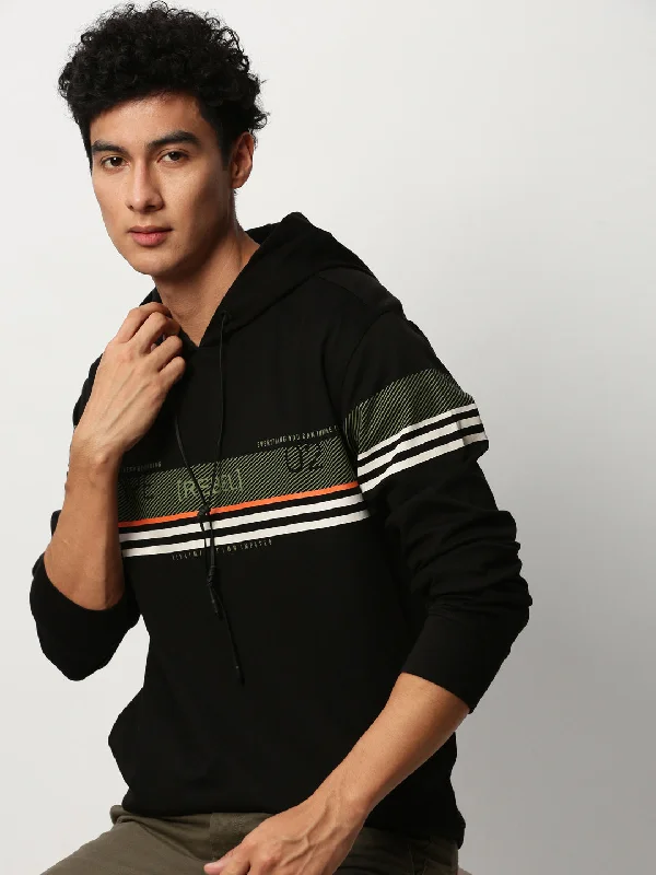 Great Deal Men Black Graphics Casual Sweatshirts