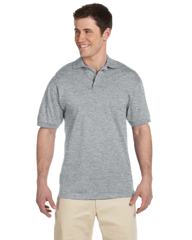 Discount Mania Jerzees Cotton Jersey Knit Polo Shirt | Athletic Heather