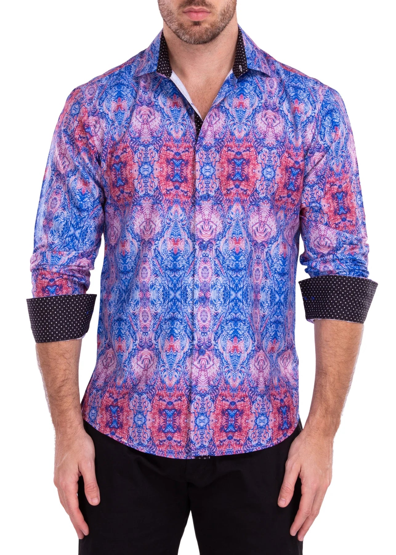 Exclusive Savings BeSpoke Mens Fancy Print Long Sleeve-Blue/Pink