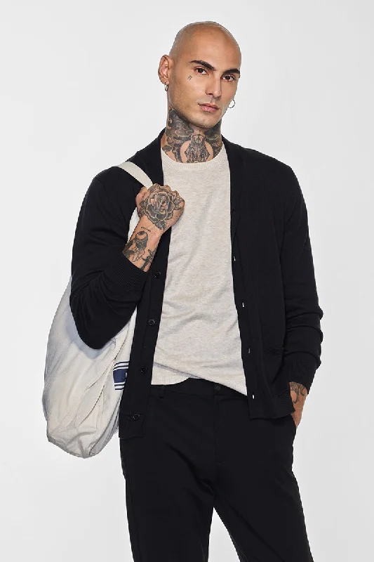 Weekend Bargains to Enjoy Core Lab Black Shawl Neck Sweater