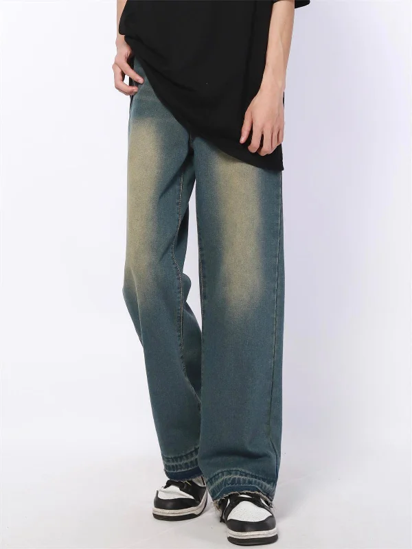 Today Only Washed Frayed Hem Straight Jeans