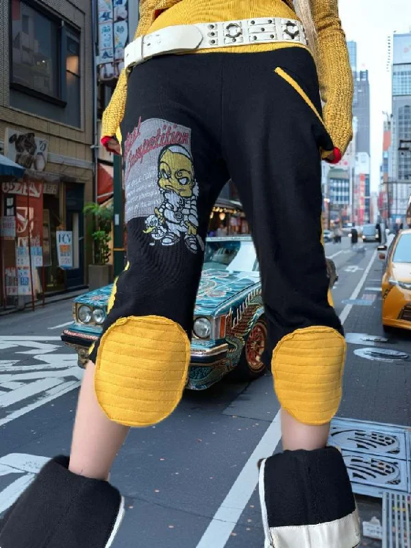 Weekend Specials to Indulge In "Ultimate Track" Printed Low Waist Splicing SPECIAL SHAPE MID PANTS [S0000008566]
