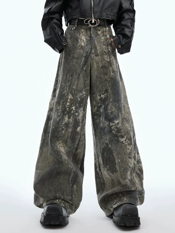 Shop Now Ink-Splash Print Wide Leg Jeans