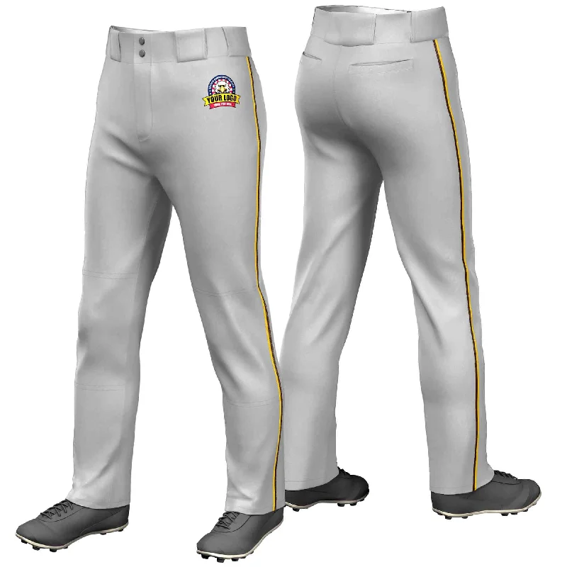 Seasonal Clearance Custom Gray Gold-Brown Classic Fit Stretch Practice Loose-fit Baseball Pants