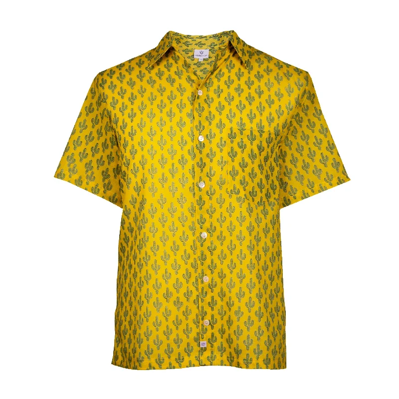 Weekend Bargains to Indulge In Prickly Pax Cactus Short Sleeve Men's Button Up Shirt