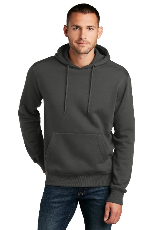 Price Cut District Mens Perfect Weight Fleece Hooded Sweatshirt Hoodie w/ Pouch Pocket - Charcoal Grey