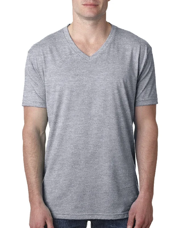 Weekend Bargains to Enjoy Next Level Mens Premium CVC V-Neck Tee | Dark Hthr Gray