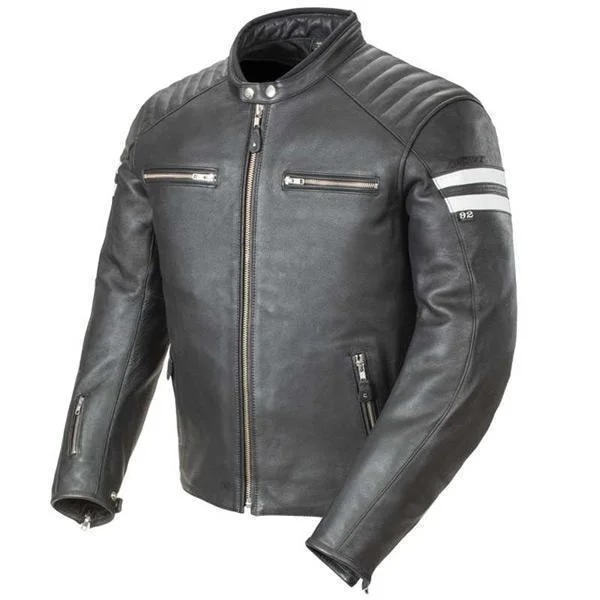 New Arrival Joe Rocket 'Classic 92' Mens Black/White Leather Motorcycle Jacket