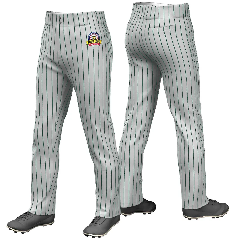 Unmissable Offer Custom Gray Kelly Green Pinstripe Fit Stretch Practice Loose-fit Baseball Pants