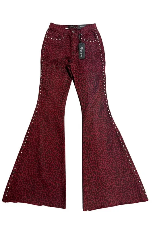 Get It Before It’s Gone Leopard Studded Bell Bottom Pant