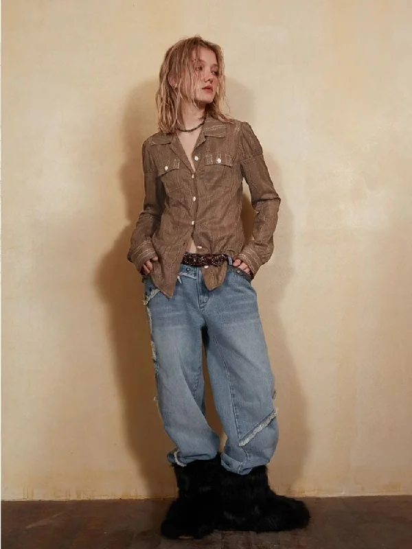Take Advantage DoublePunch Autumn/Winter Original New Article Old Polished White Hair Metal Coil Snake Skin Coat Heavy Industry Beef Calf