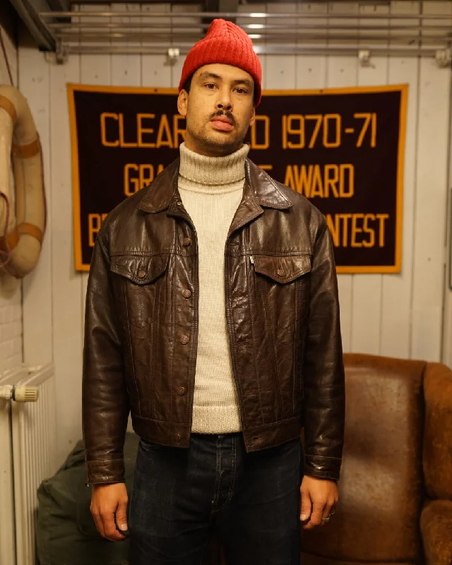 While Supplies Last Levi's Leather Trucker Jacket Brown (XL)