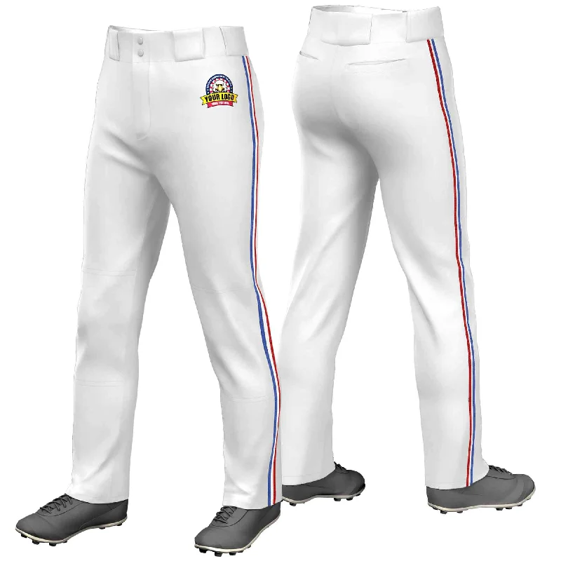 While Supplies Last Custom White Royal White-Red Classic Fit Stretch Practice Loose-fit Baseball Pants While Supplies Last Custom White Royal White-Red Classic Fit Stretch Practice Loose-fit Baseball Pants