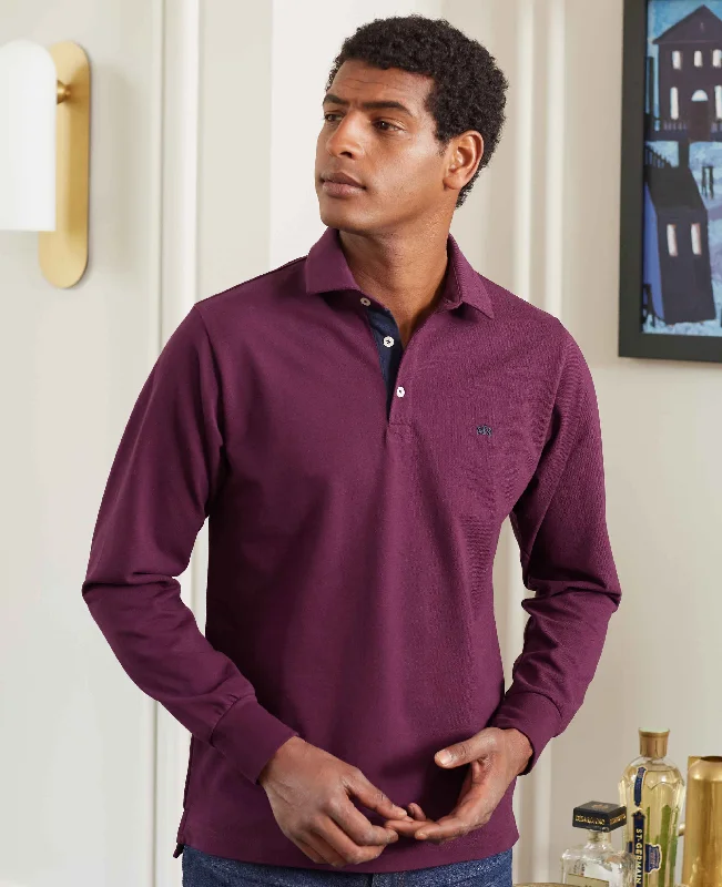Weekend Discounts to Relish Burgundy Long Sleeve Polo Shirt