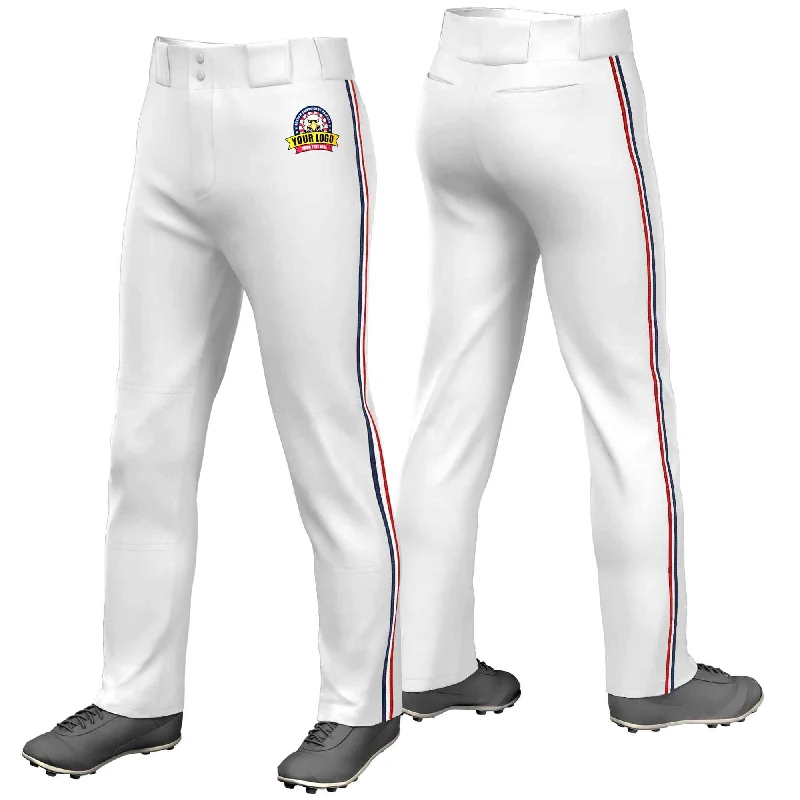 Price Fest Custom White Navy White-Red Classic Fit Stretch Practice Loose-fit Baseball Pants Price Fest Custom White Navy White-Red Classic Fit Stretch Practice Loose-fit Baseball Pants
