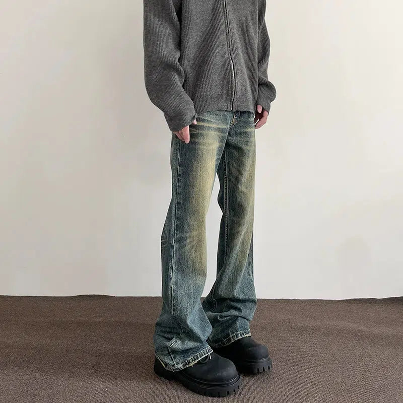 Instant Savings Vintage Washed Slim Fit Flare Leg Jeans
