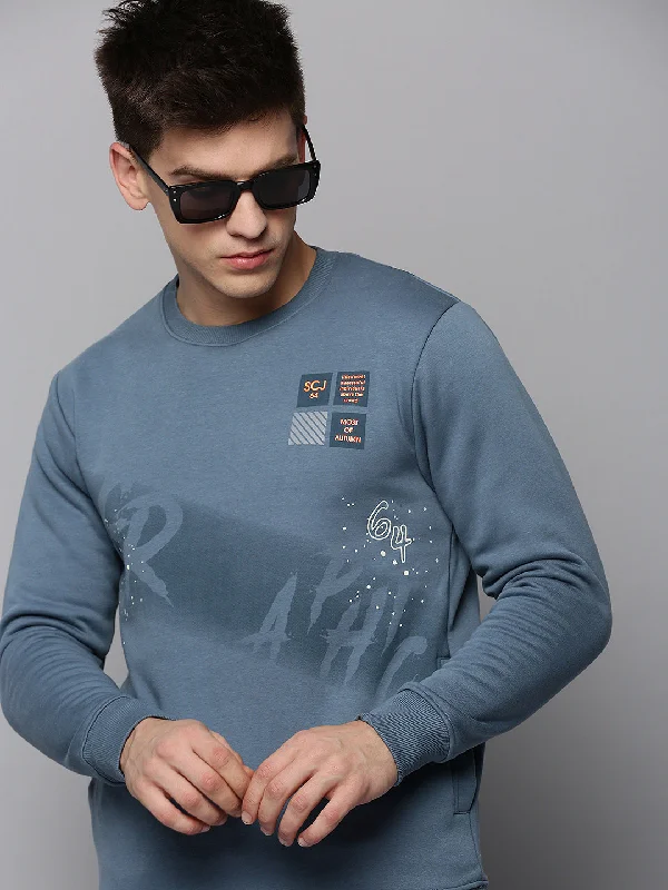 Flash Deals Men Blue Solid Sweatshirt