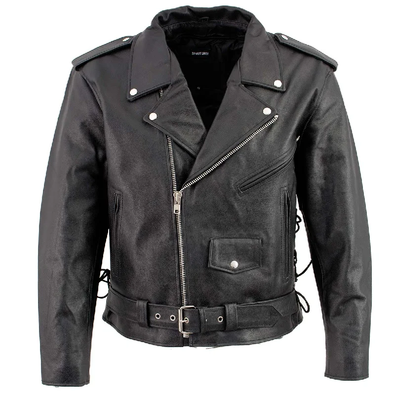 Mega Sale Men's XS400 Black Classic Side Lace Police Style Motorcycle Jacket