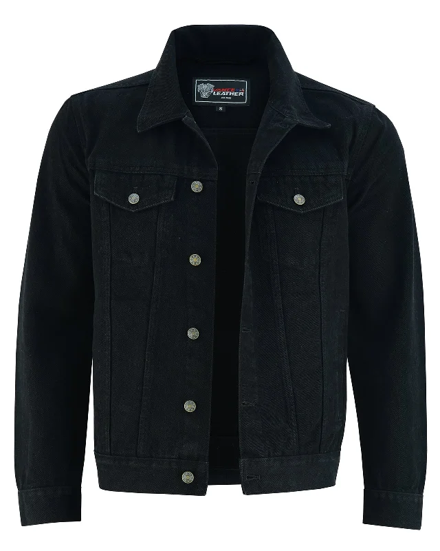 Super Sale VB510BK Men's Black Heavy Duty Denim Button Front Jacket