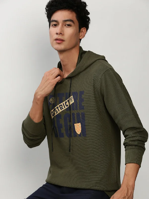 Special Price Men Green Typographic Casual Sweatshirts
